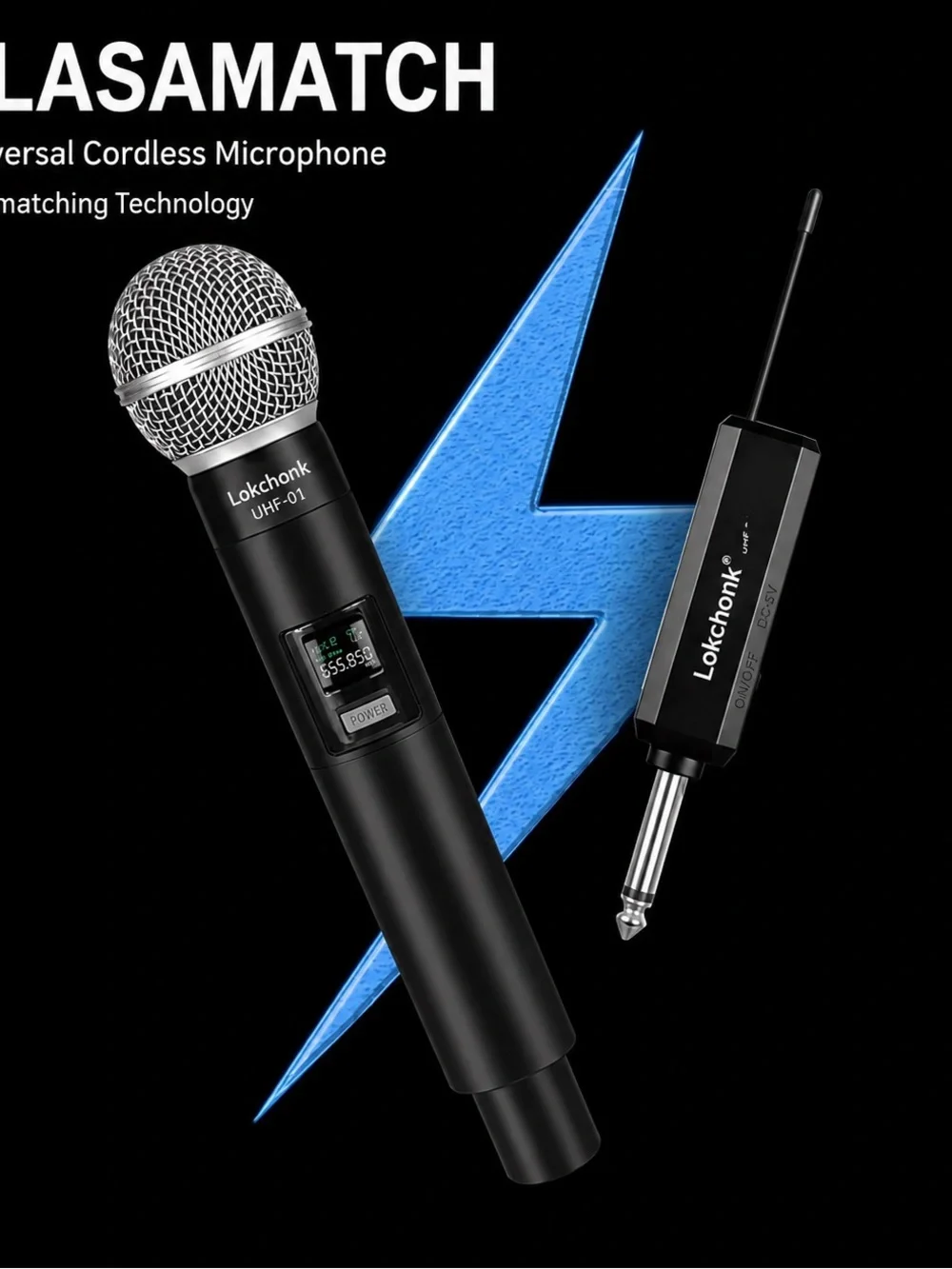 Lokchonk UHF-02 Wireless Karaoke Microphone System 2 Mics Tested Like New